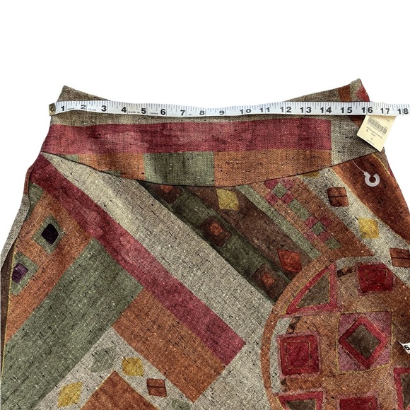 Coldwater Creek S Midwestern Boho Geometric Earthy Tweed A-Line Midi Skirt - Picture 4 of 7